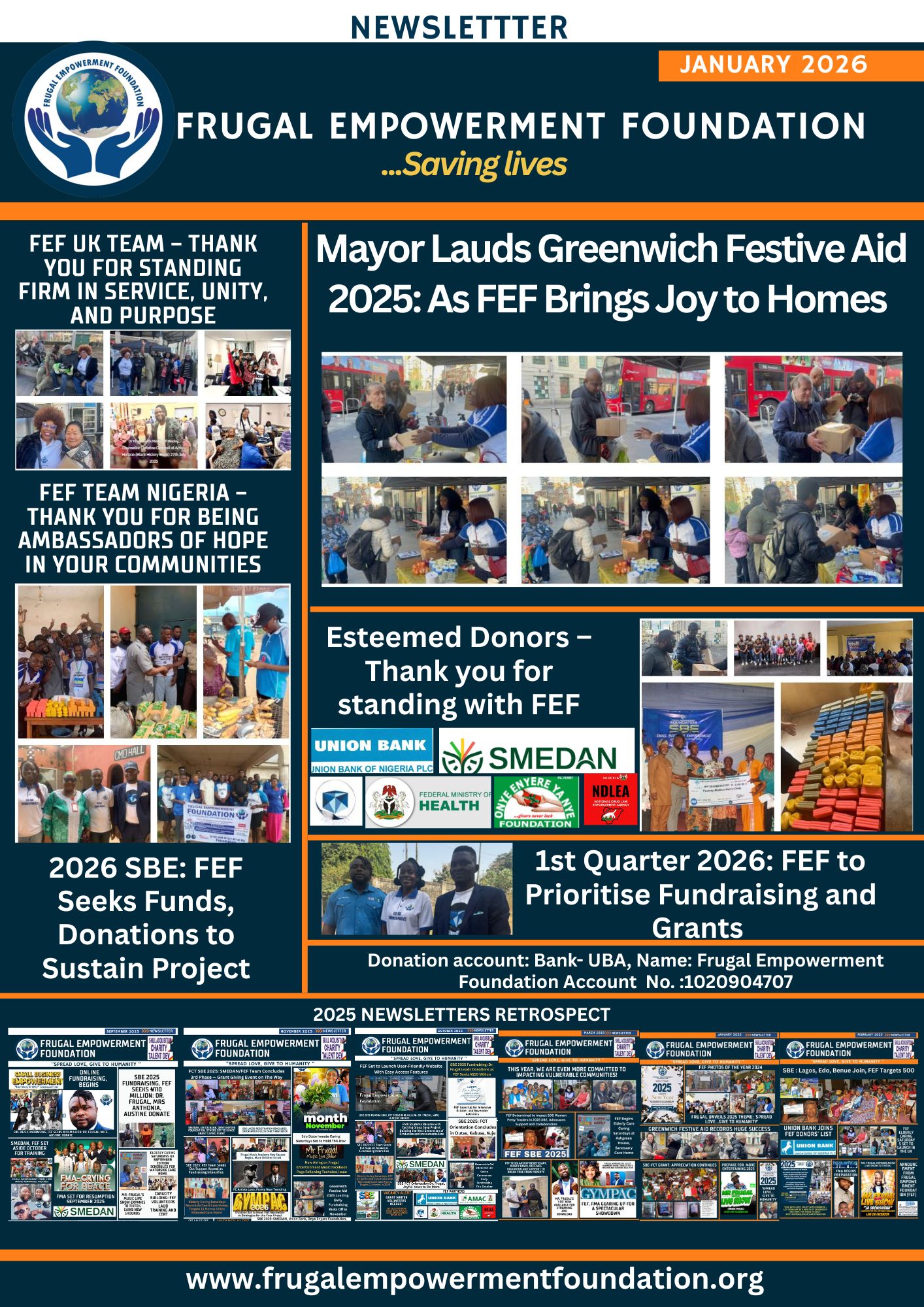 JANUARY 2026 NEWSLETTER/2025 NEWSLETTERS RETROSPECT